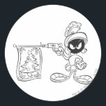 MARVIN THE MARTIAN™ Christmas Tree Pop Gun Runder Aufkleber<br><div class="desc">Christmas_x005F_x000D__x005F_x000D_ Design Teil einer Serie aus der Holiday Collection</div>