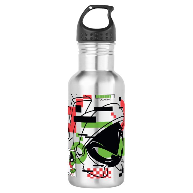 MARVIN THE MARTIAN™ Glitch Edelstahlflasche (Vorderseite)