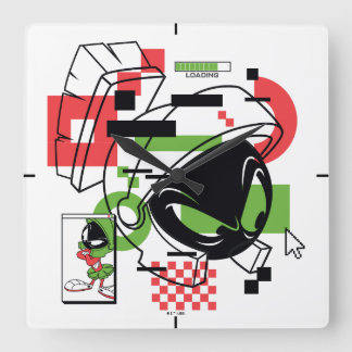 MARVIN THE MARTIAN™ Glitch Quadratische Wanduhr