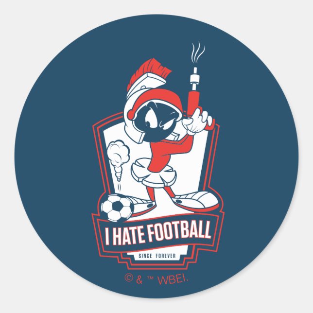 MARVIN THE MARTIAN™ "I Hate Football" Graphic Runder Aufkleber (Vorderseite)