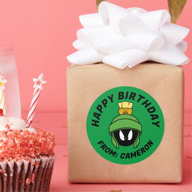 MARVIN THE MARTIAN™ Mad | Happy Birthday Runder Aufkleber (Party)