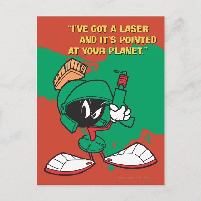 MARVIN THE MARTIAN™ mit Laser nach oben Postkarte (Vorderseite)