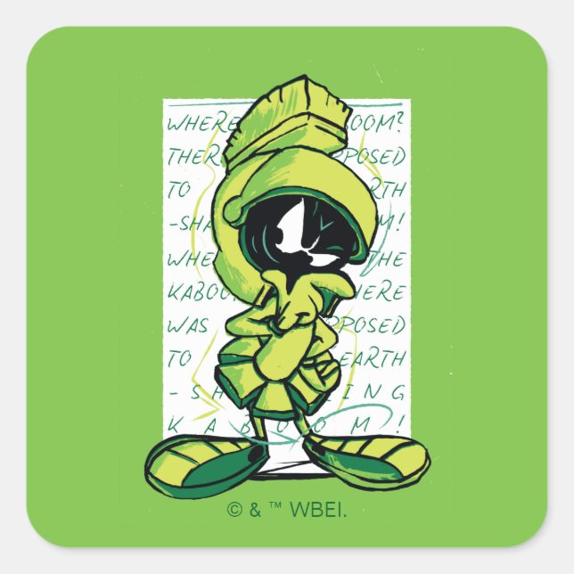 MARVIN THE MARTIAN™ Quote Sketch Quadratischer Aufkleber (Vorderseite)