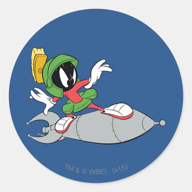 MARVIN THE MARTIAN™ Riding Runder Aufkleber (Vorderseite)