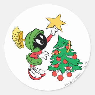 MARVIN THE MARTIAN™ Stern auf Baum Runder Aufkleber