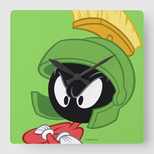 MARVIN THE MARTIAN™| Überkreuzte Waffen Quadratische Wanduhr (Vorderseite)
