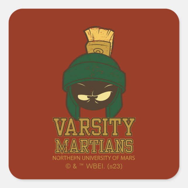 MARVIN THE MARTIAN™ Varsity Collegiate Graphic Quadratischer Aufkleber (Vorderseite)