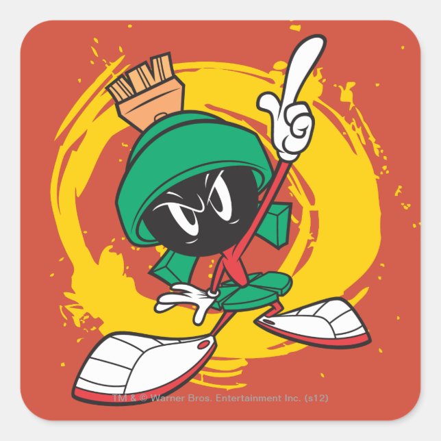 MARVIN THE MARTIAN™ zeigt nach oben Quadratischer Aufkleber (Vorderseite)