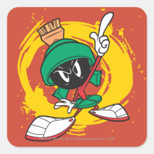 MARVIN THE MARTIAN™ zeigt nach oben Quadratischer Aufkleber