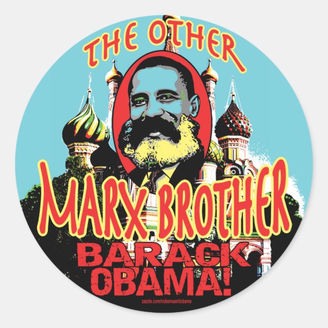 Marx Brother gegen Obama Shirt Runder Aufkleber (Vorderseite)