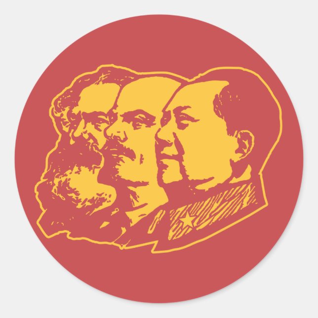 Marx Lenin Mao Portrait Runder Aufkleber (Vorderseite)