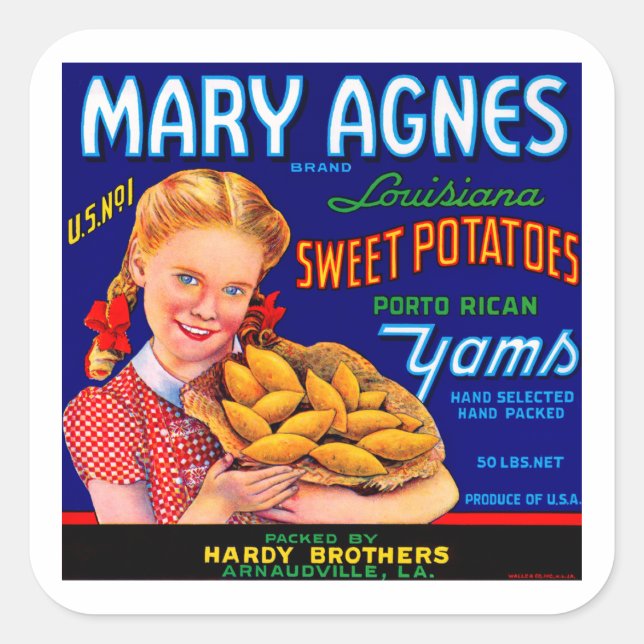 Mary Agnes Louisiana Yams Quadratischer Aufkleber (Vorderseite)