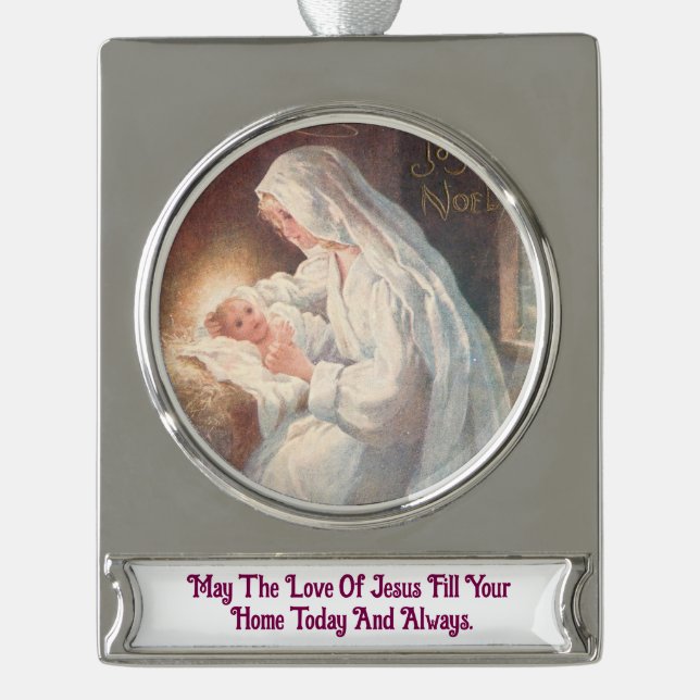 Mary And  Baby Jesus Banner Ornament (Vorderseite)