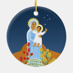 Mary and Jesus - australische Krippe Keramik Ornament