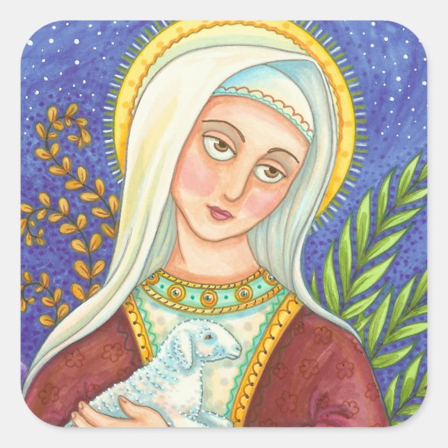 Mary and Lamb CLASSIC SQUARE STICKERS Sheet (Vorderseite)