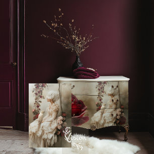 Mary Antoinette Portrait Bird & Rose Floral Seidenpapier
