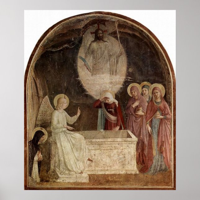 Mary at Empty Tomb by Fra Angelico Poster (Vorne)