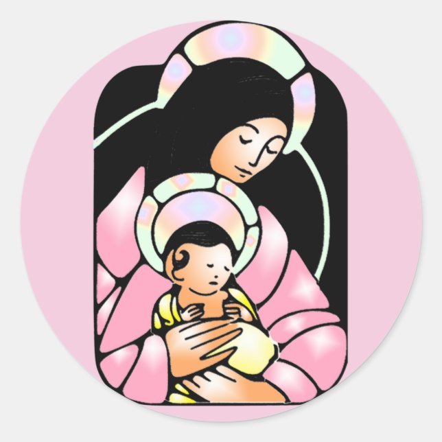 Mary-Aufkleber für Mosaike-Jungfrau Runder Aufkleber (Vorderseite)