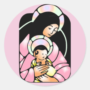 Mary-Aufkleber für Mosaike-Jungfrau Runder Aufkleber