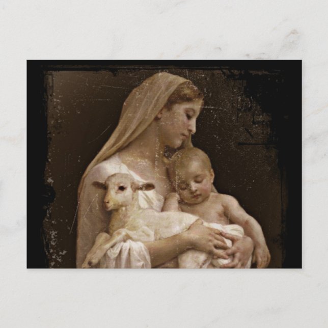 Mary Baby Jesus and Lamb Postkarte (Vorderseite)