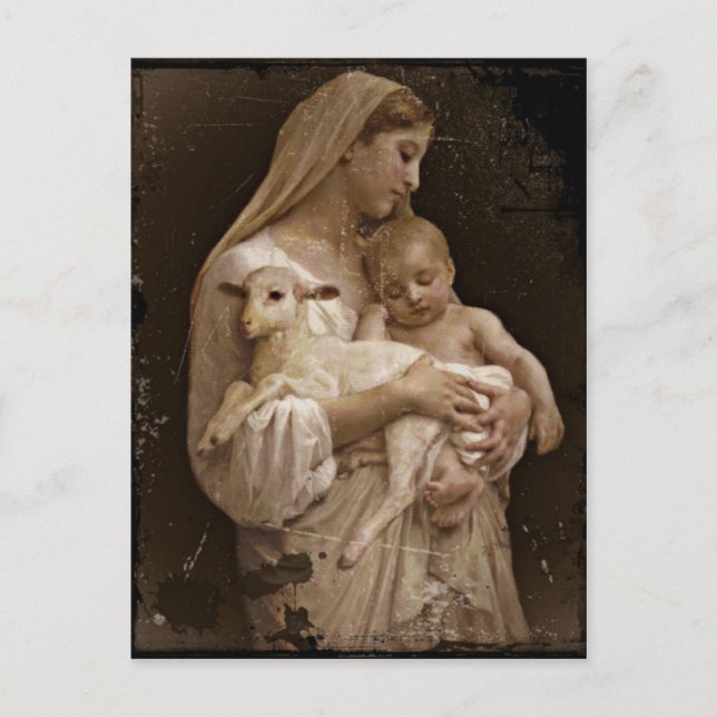 Mary Baby Jesus and Lamb Postkarte (Vorderseite)