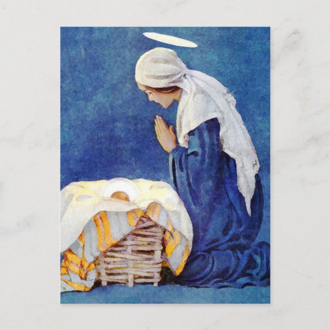 Mary Beten und Baby Jesus Postkarte (Vorderseite)