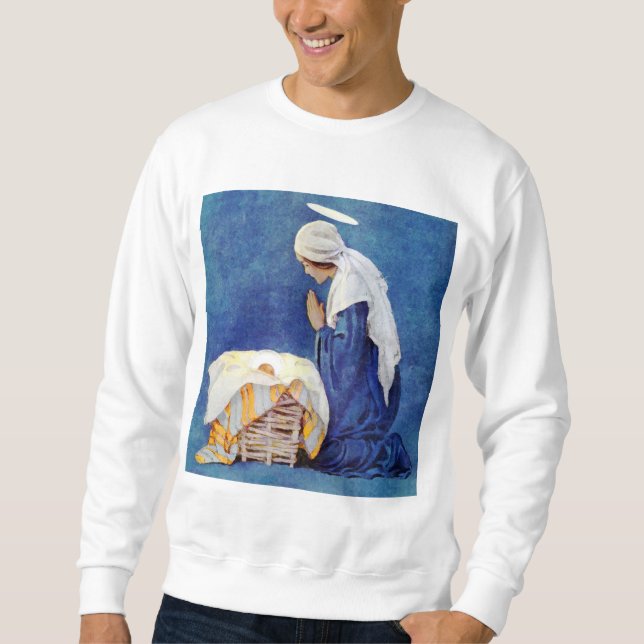 Mary Beten und Baby Jesus Sweatshirt (Vorderseite)