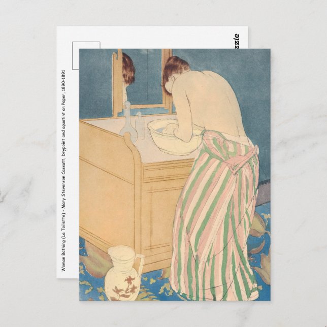 Mary Cassatt - Badegewässer für Frauen Postkarte (Vorne/Hinten)