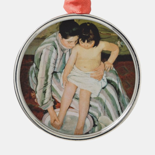 Mary Cassatt Child's Bath Painting Ornament Aus Metall (Vorne)