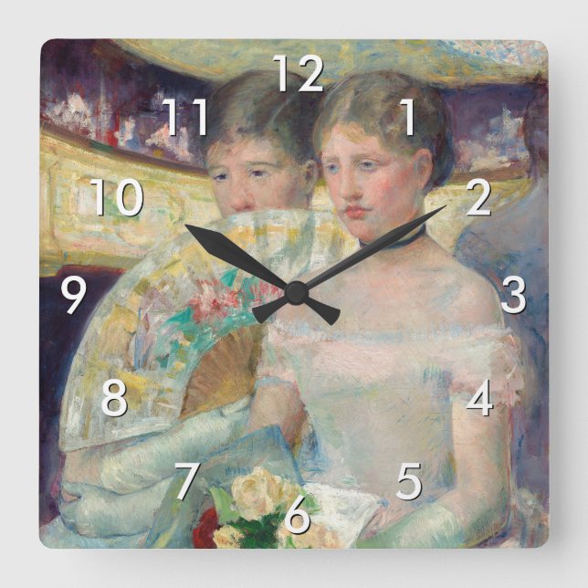 Mary Cassatt - Die Loge Quadratische Wanduhr (Vorderseite)