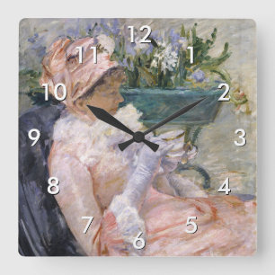 Mary Cassatt - Die Tasse Tee Quadratische Wanduhr