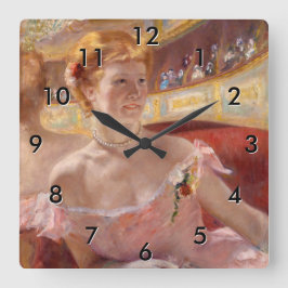 Mary Cassatt - Eine Frau mit Perlenschnur in einer Quadratische Wanduhr