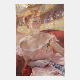 Mary Cassatt - Frau mit Perlenkette in einer Loge Geschirrtuch