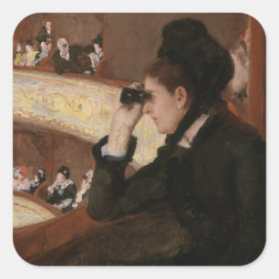 Mary Cassatt - In the Loge Quadratischer Aufkleber