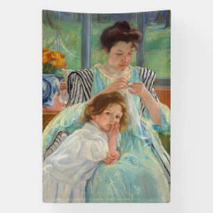 Mary Cassatt - Junge Mutter beim Nähen Banner