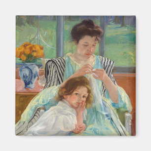 Mary Cassatt - Junge Mutter beim Nähen Magnet