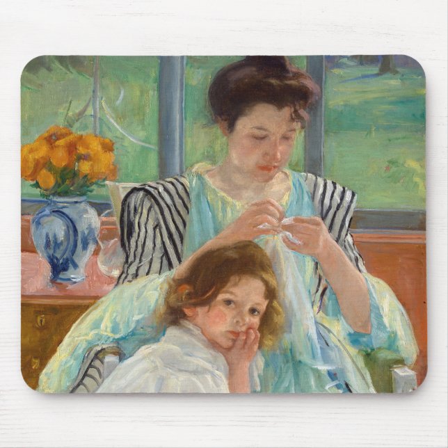 Mary Cassatt - Junge Mutter beim Nähen Mousepad (Vorne)