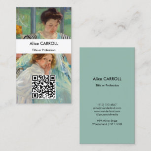 Mary Cassatt - Junge Mutter beim Nähen - QR Code Visitenkarte