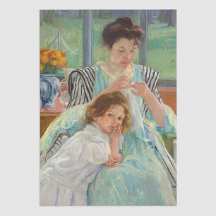 Mary Cassatt - Junge Mutter beim Nähen Seidenpapier