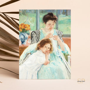 Mary Cassatt Junge Mutter näht Gemälde Kunst Postkarte