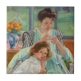 Mary Cassatt - Jungmütternähen Fliese