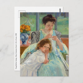 Mary Cassatt - Jungmütternähen Postkarte