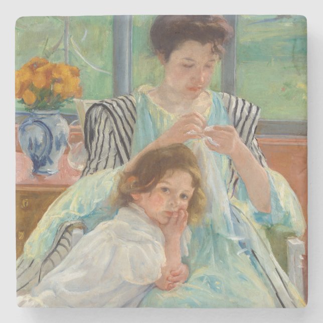 Mary Cassatt - Jungmütternähen Steinuntersetzer (Vorderseite)