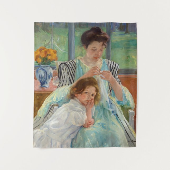 Mary Cassatt - Jungmütternähen Wandteppich (Vorderseite)