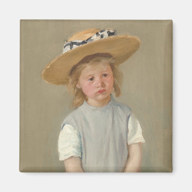 Mary Cassatt - Kind in einem Strohhut Magnet (Vorne)