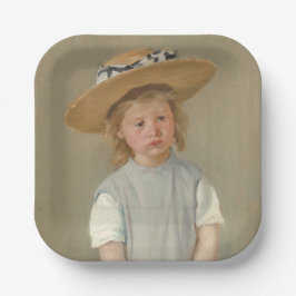 Mary Cassatt - Kind in einem Strohhut Pappteller