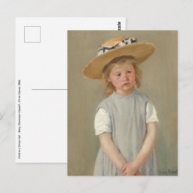 Mary Cassatt - Kind in einem Strohhut Postkarte (Vorne/Hinten)