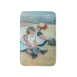 Mary Cassatt - Kinder, die am Strand spielen Badematte