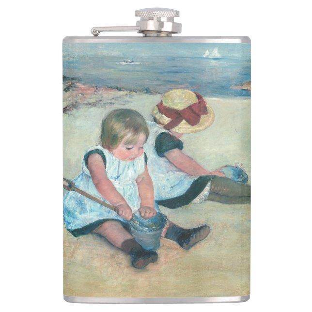 Mary Cassatt - Kinder, die am Strand spielen Flachmann (Vorderseite)