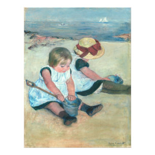 Mary Cassatt - Kinder, die am Strand spielen Fotodruck